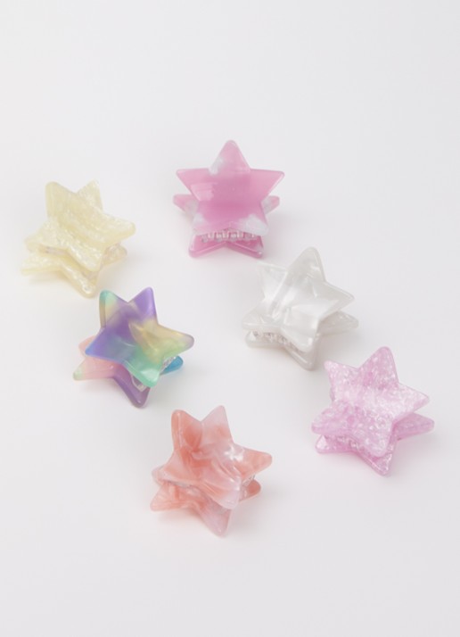 Mimi & Lula Star Mini haarclip in set van 6 - voorkant 2 multicolor