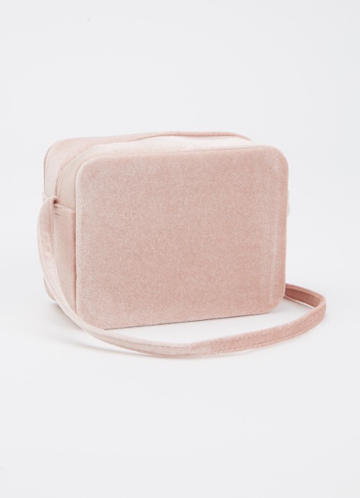 Mimi & Lula Unicorn Boxy crossbodytas van fluweel met glitter - achterkant 5 lichtroze