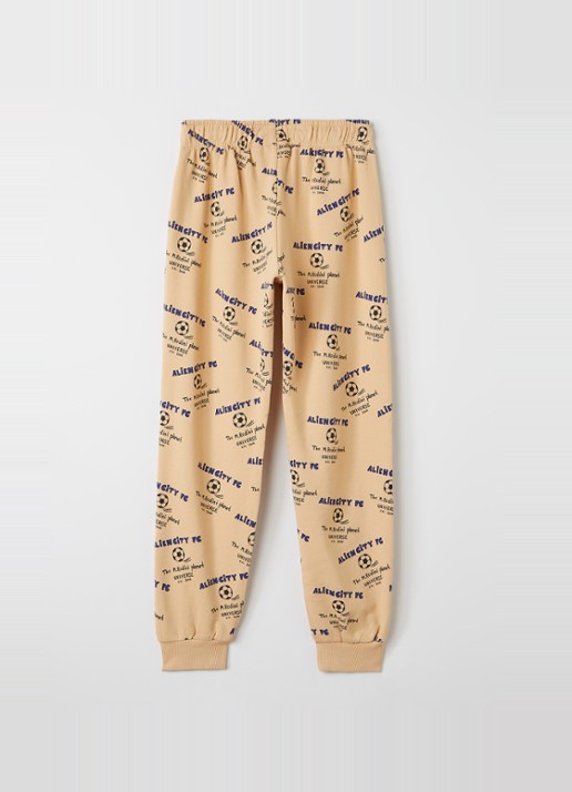 Mini Rodini Alien City tapered fit joggingbroek - voorkant 2 beige