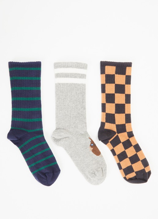 Mini Rodini Chess Check sokken met print in 3-pack - voorkant multicolor