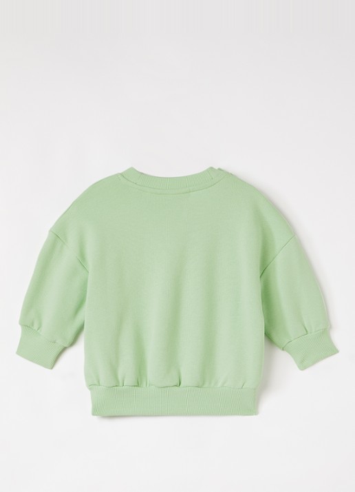 Mini Rodini Doggie sweater met borduring - voorkant 2 groen
