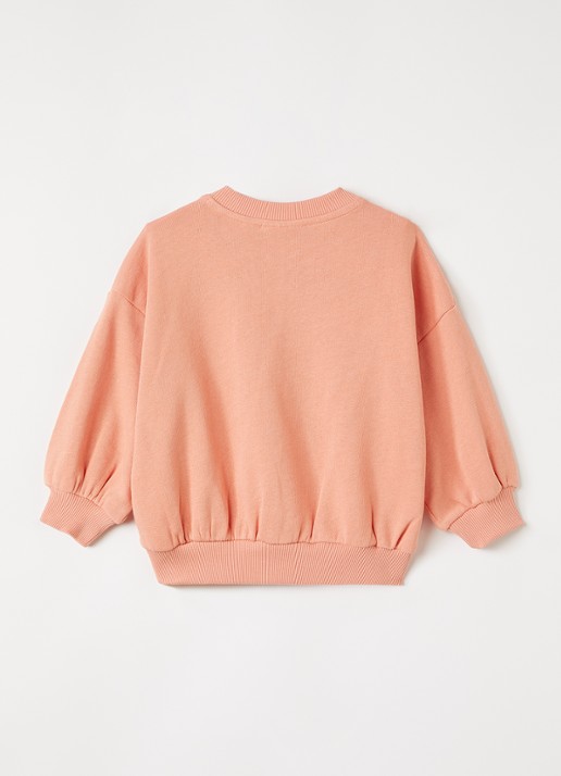 Mini Rodini Doggies sweater met logoprint - voorkant 4 koraalroze