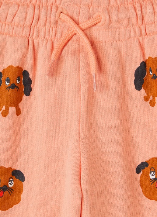 Mini Rodini Doggies tapered fit joggingbroek met print - detail 2 zalmroze