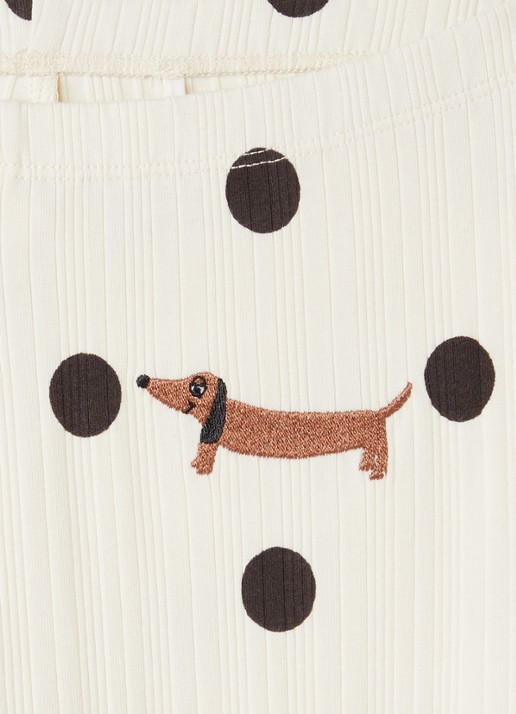 Mini Rodini Dots flared fit legging met stippenprint - detail gebroken wit
