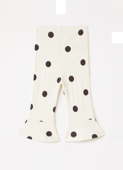 Mini Rodini Dots flared fit legging met stippenprint - voorkant 3 gebroken wit