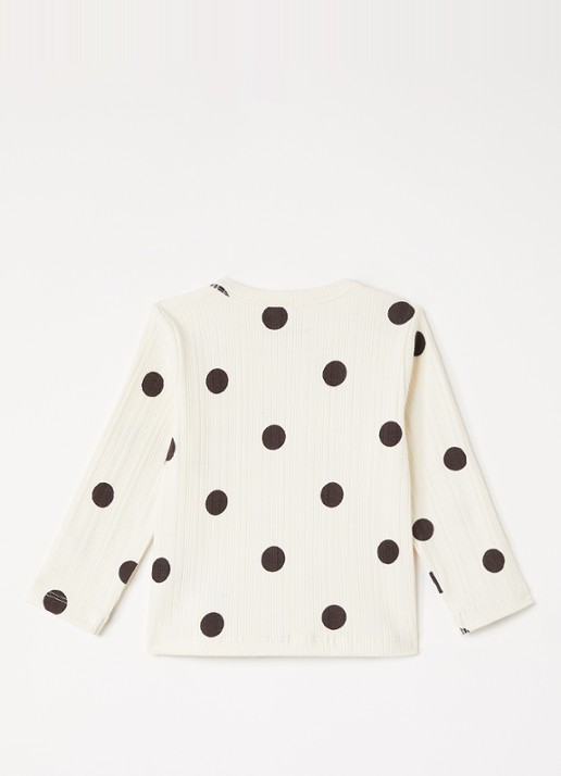 Mini Rodini Dots longsleeve met stippenprint - voorkant 3 gebroken wit