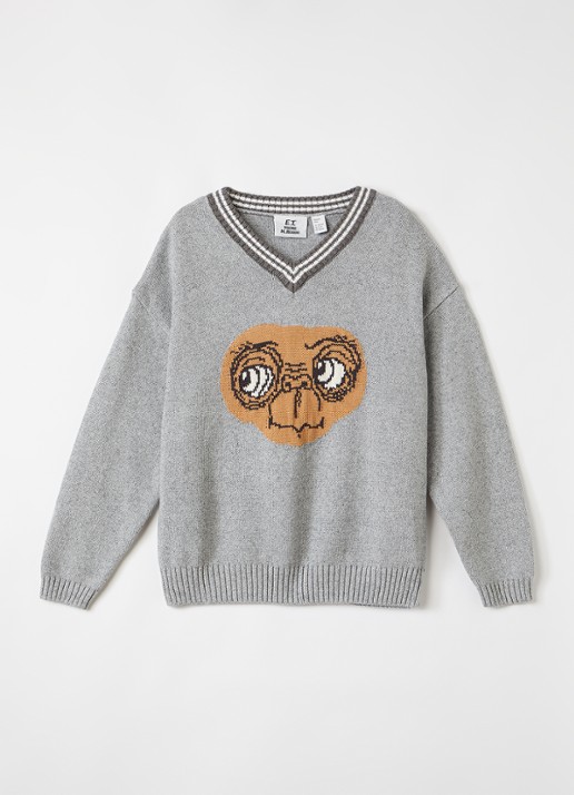 Mini Rodini E.T. Intarsia fijngebreide trui met ingebreid patroon