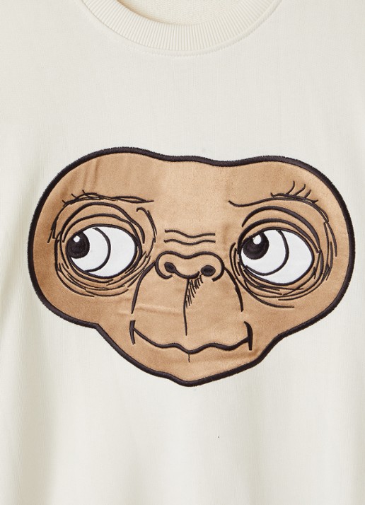Mini Rodini E.T. sweater met borduring - detail 3 gebroken wit