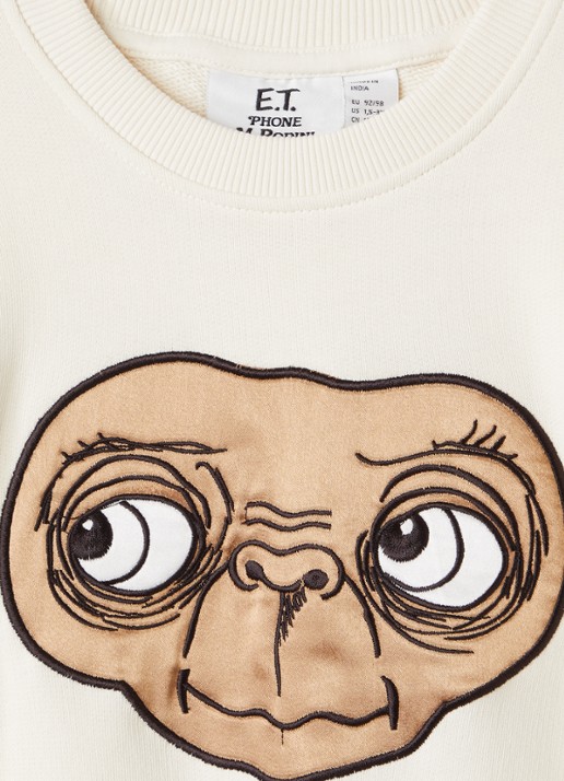 Mini Rodini E.T. sweater met borduring - detail gebroken wit