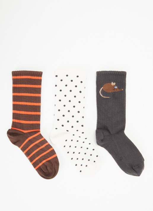 Mini Rodini Elephant Shrew sokken met print in 3-pack - voorkant multicolor