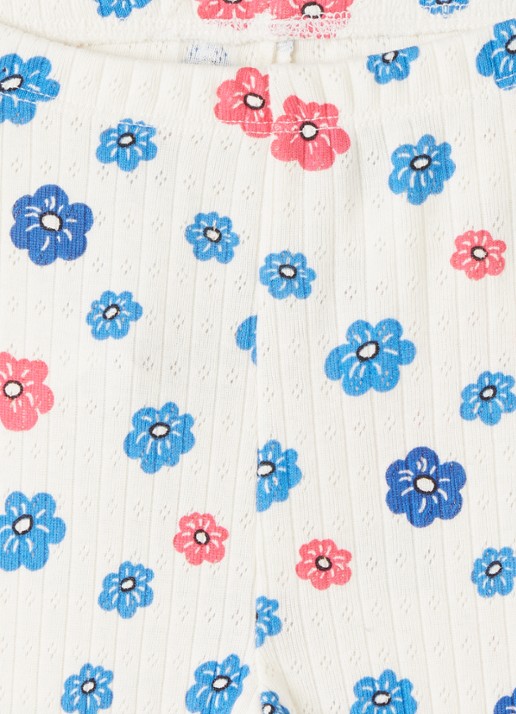 Mini Rodini Flowers legging met bloemenprint - detail 3 gebroken wit