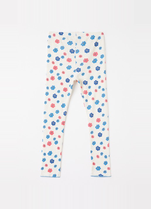 Mini Rodini Flowers legging met bloemenprint - voorkant 2 gebroken wit