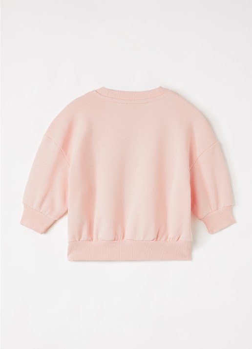 Mini Rodini Heart In Shoes sweater met borduring - achterkant lichtroze