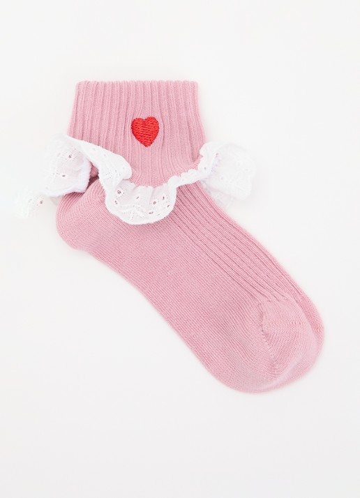 Mini Rodini Heart Lace sokken in katoenblend met borduring