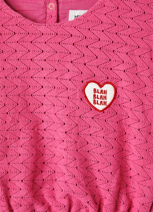 Mini Rodini Jurk met opengewerkt dessin - detail roze
