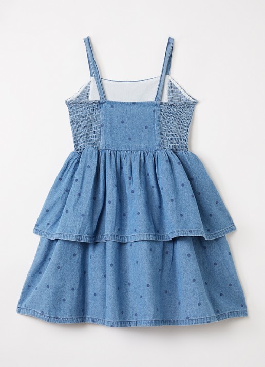 Mini Rodini Jurk van denim - voorkant 2 lichtblauw