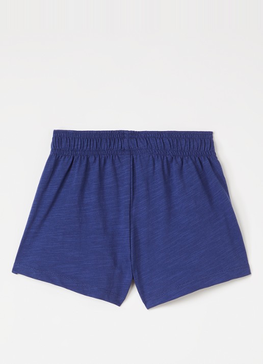 Mini Rodini Loose fit korte broek met borduring - voorkant 2 blauw