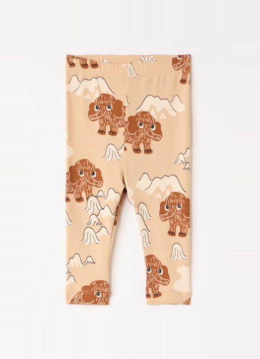 Mini Rodini Mammoth legging met print  - voorkant 3 beige
