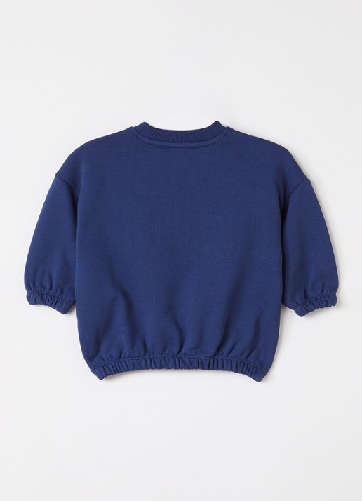 Mini Rodini Panel sweater met print - voorkant 2 indigo