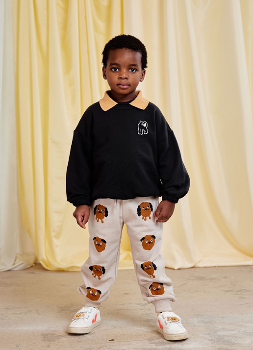 Mini Rodini Panther sweater met borduring - voorkant 2 zwart