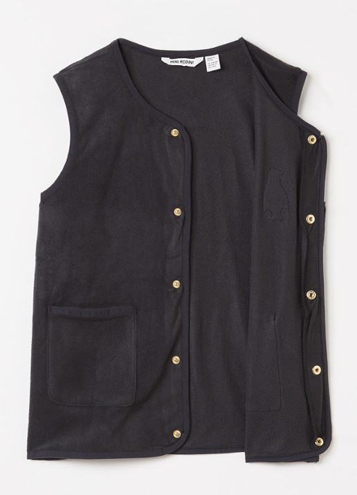 Mini Rodini Penguin Patch gilet van fleece met applicatie - detail zwart