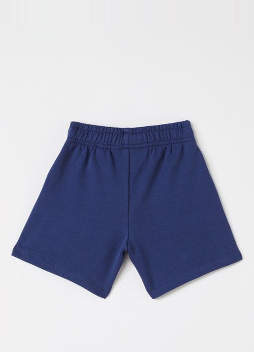 Mini Rodini Plain Piping loose fit korte joggingbroek - voorkant 2 indigo