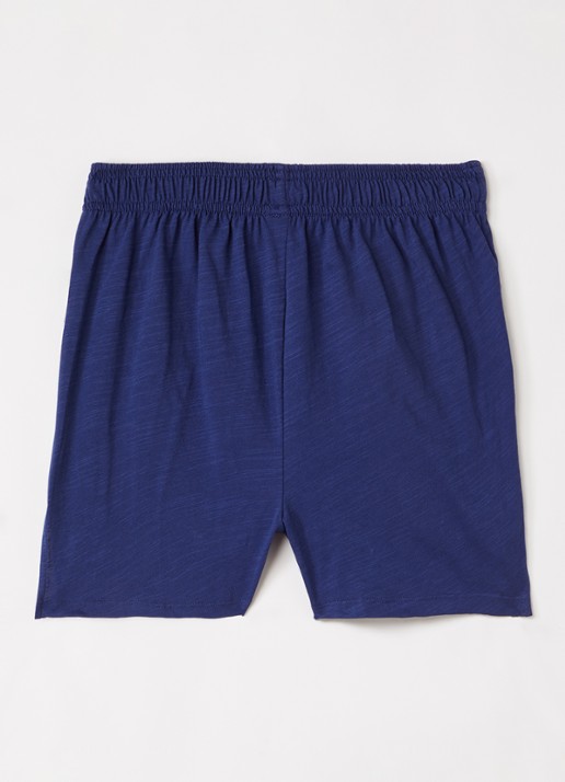 Mini Rodini Planet straight fit korte broek met logo - voorkant 2 donkerblauw