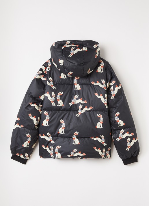 Mini Rodini Rabbits puffer jack met print - achterkant zwart
