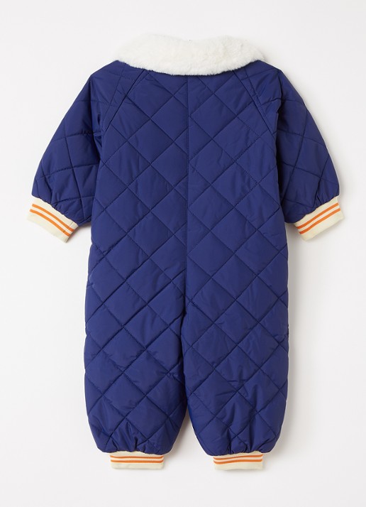 Mini Rodini Ritzratz gewatteerd jack met quilt patroon - voorkant 2 blauw