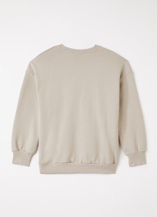Mini Rodini Skunk Chenille sweater met print - voorkant 3 grijs