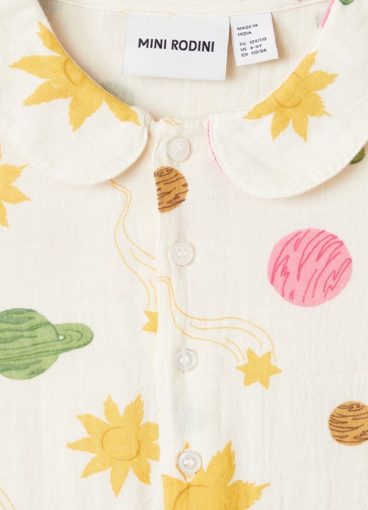 Mini Rodini Space jurk met print - detail 3 gebroken wit