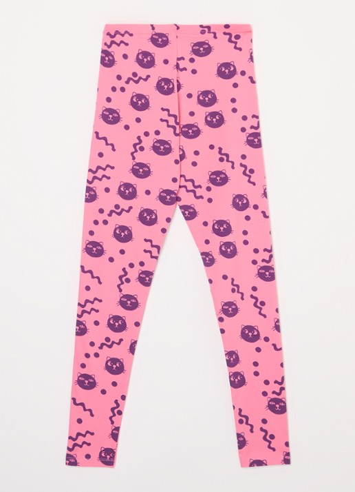 Mini Rodini Squiggly Cats legging met print - voorkant 2 roze
