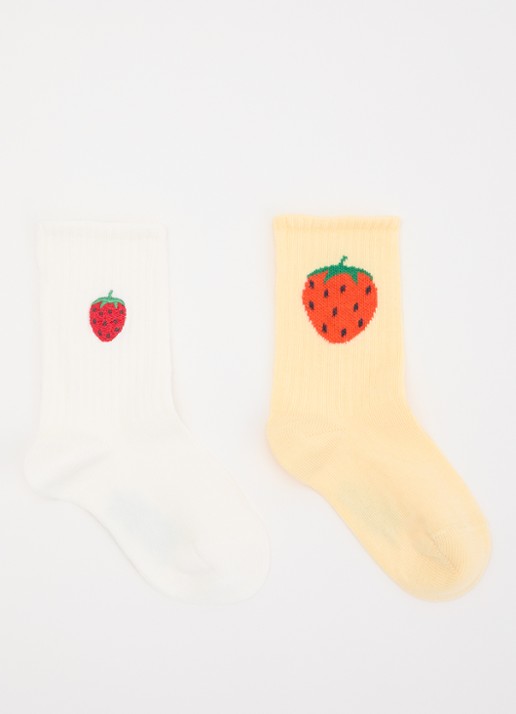 Mini Rodini Strawberry ribgebreide sokken in katoenblend