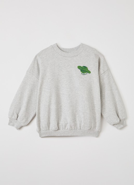 Mini Rodini Sweater met borduring - voorkant 5 grijsmele
