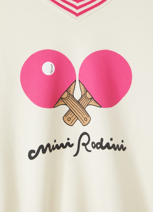 Mini Rodini Sweater met logoprint - detail gebroken wit