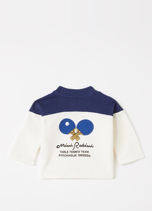 Mini Rodini Sweater met logoprint - voorkant 2 gebroken wit