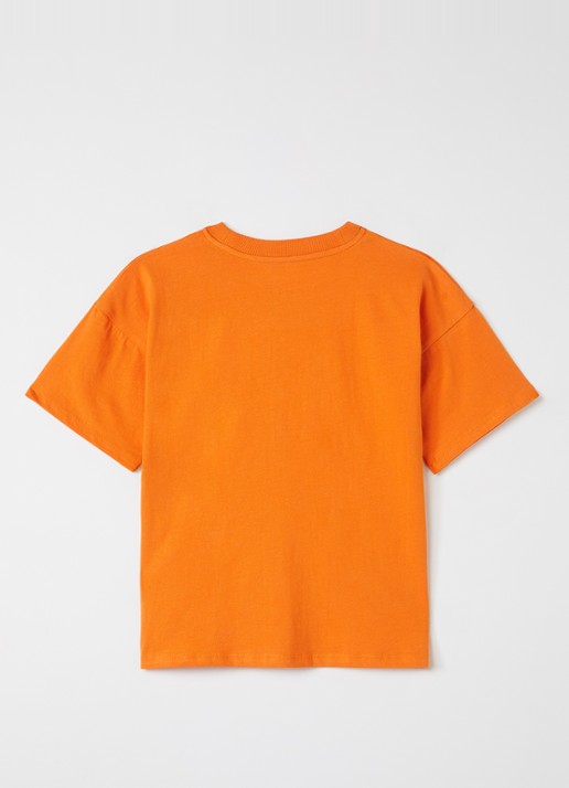 Mini Rodini T-shirt met borduring - voorkant 2 orange