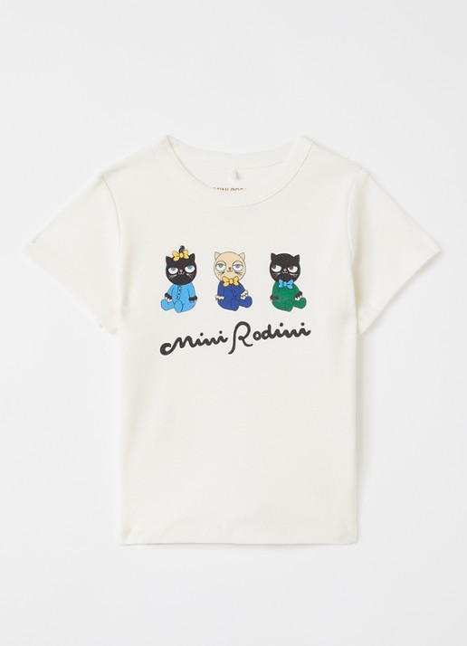 Mini Rodini T-shirt met print - voorkant 3 gebroken wit