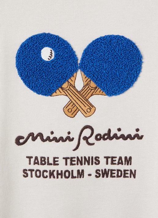 Mini Rodini Table Tennis sweater met borduring - detail 3 grijs