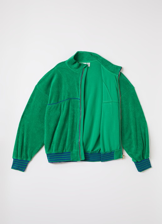 Mini Rodini Table Tennis sweatvest van badstof - voorkant 2 groen