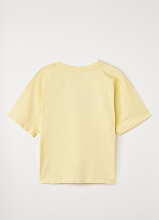 Mini Rodini To The Moon T-shirt met borduring - voorkant 2 geel