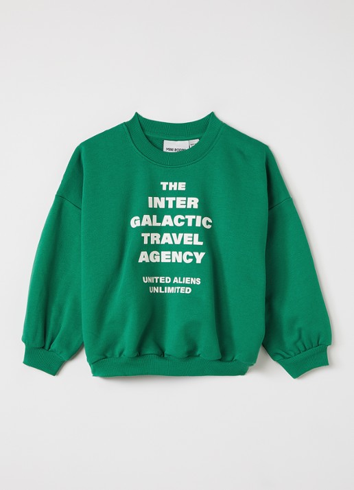 Mini Rodini Travel Agency sweater met print - voorkant 3 groen