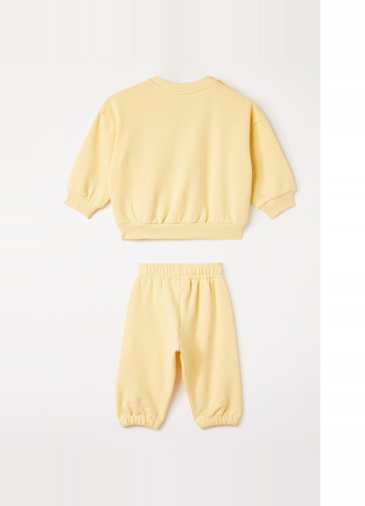 Mini Rodini Velvet Worm set van sweater met joggingbroek 2-delig - voorkant 2 geel
