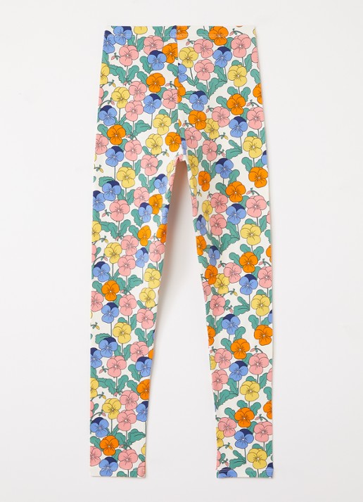Mini Rodini Violas slim fit legging met bloemenprint - voorkant 3 wit