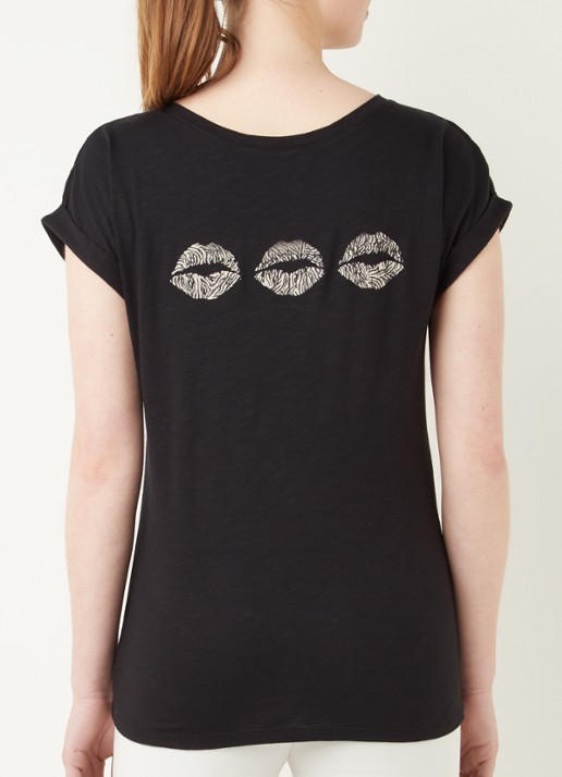 Mint Velvet T-shirt met print en glitter - achterkant zwart