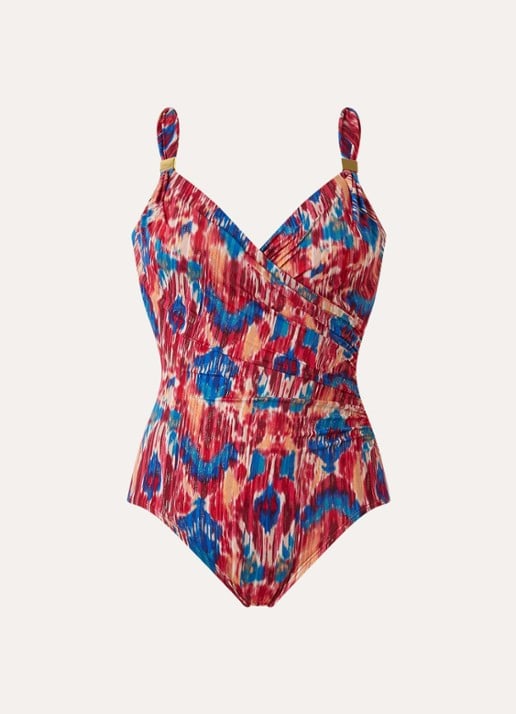Miraclesuit Ikat Dorado Siren corrigerend badpak met beugelondersteuning - voorkant 4 kersenrood