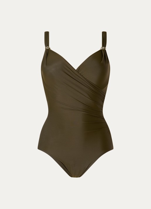 Miraclesuit Razzle Dazzle Siren corrigerend voorgevormd badpak met beugel - voorkant 2 bronsgroen