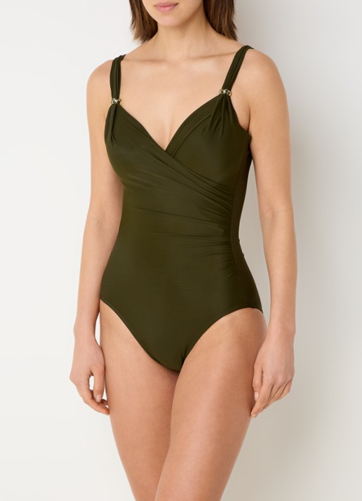 Miraclesuit Razzle Dazzle Siren corrigerend voorgevormd badpak met beugel - voorkant 3 bronsgroen
