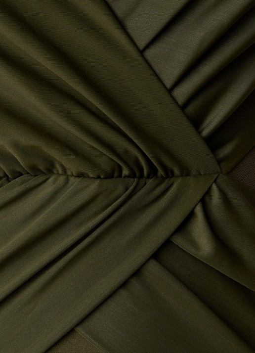 Miraclesuit Solid Ibiza corrigerend plunge badpak met plooidetail  - detail 2 legergroen