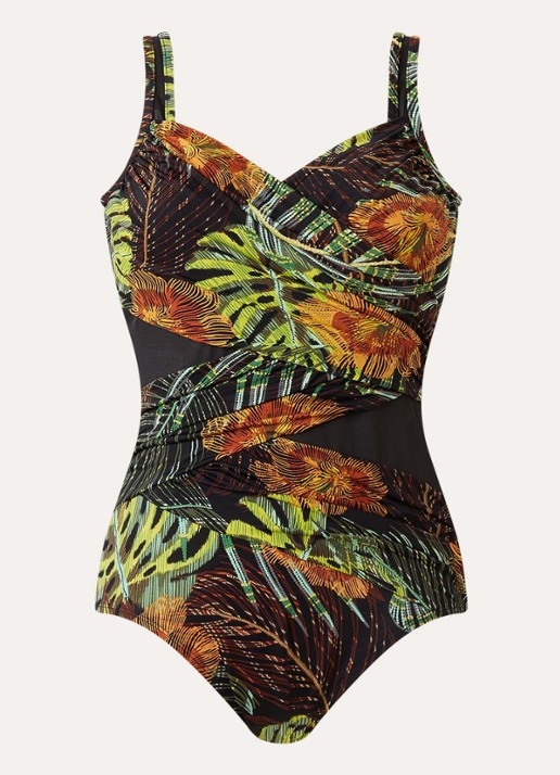 Miraclesuit Sunset Islet corrigerend badpak met print - voorkant groen
